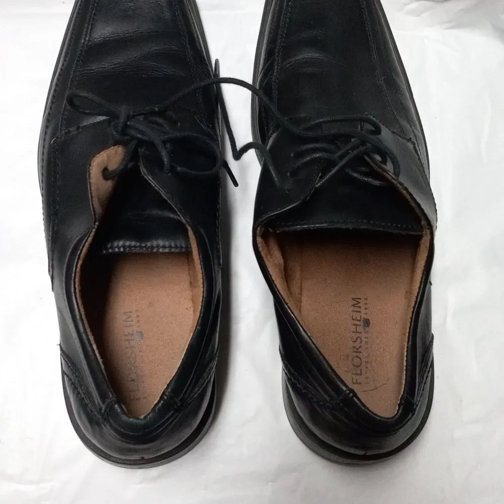 Florsheim Shoes Mens 11 Casual Oxfords Black Leather Derby Comfort